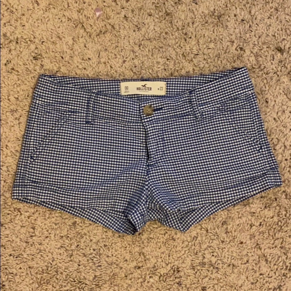 Blue checkered  short shorts, by Hollister